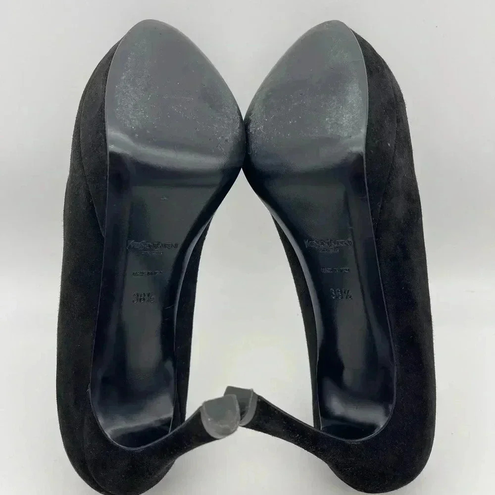 Yves Saint Laurent Black Suede High Heels 4" - Picture 7 of 11